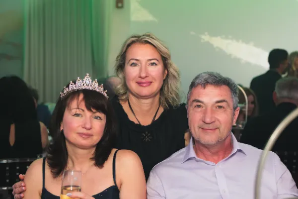 Birthday girl tiara with blonde woman and man