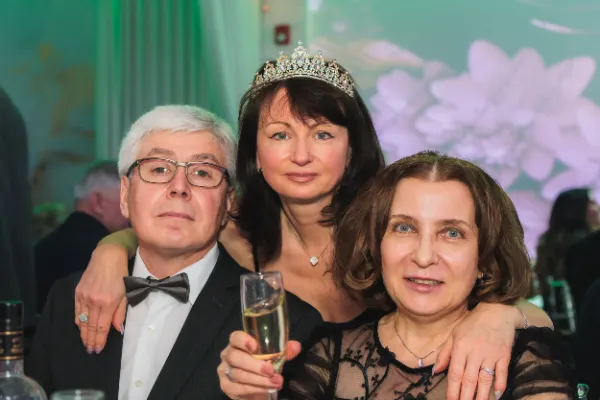Birthday girl tiara with older couple bowtie