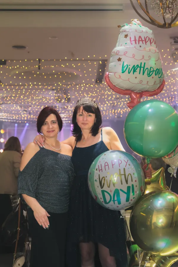 Birthday girl tiara woman happy birthday balloons