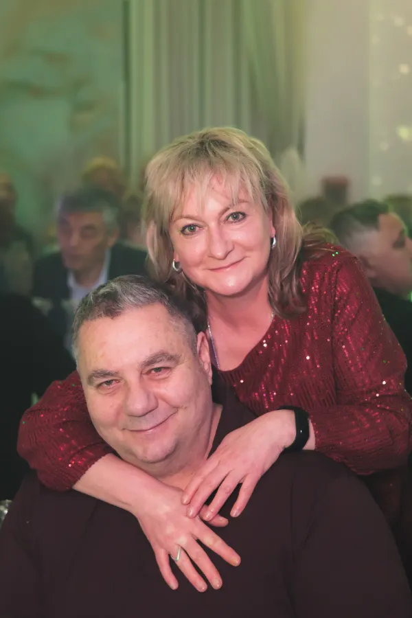 Couple woman leaning on man close portrait