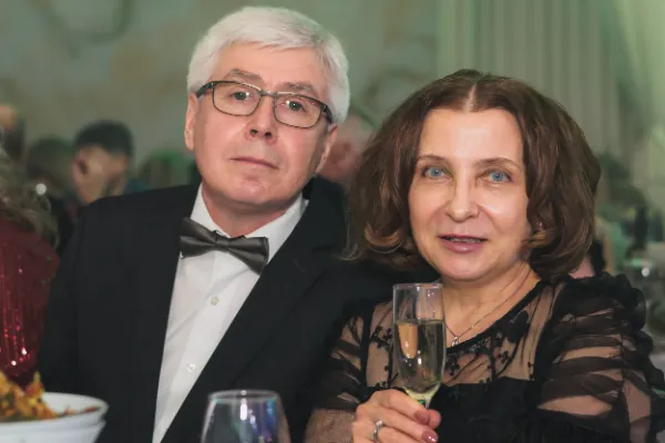 Older couple man bowtie champagne